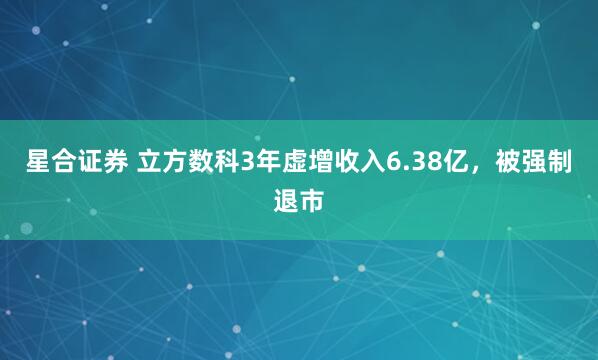 星合证券 立方数科3年虚增收入6.38亿，被强制退市