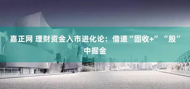 嘉正网 理财资金入市进化论：借道“固收+” “股”中掘金